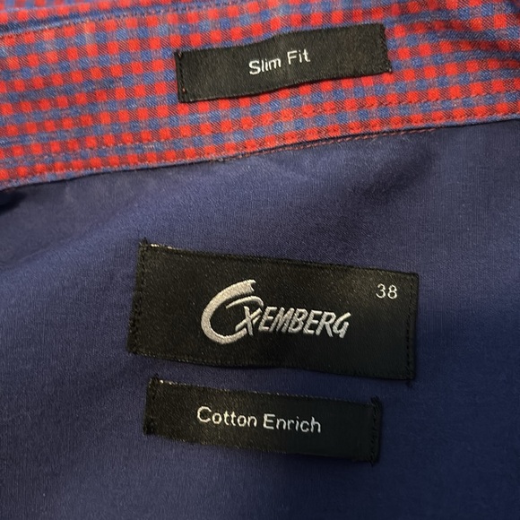 Oxemberg men’s red long sleeve button down shirt size 38 - Picture 7 of 7